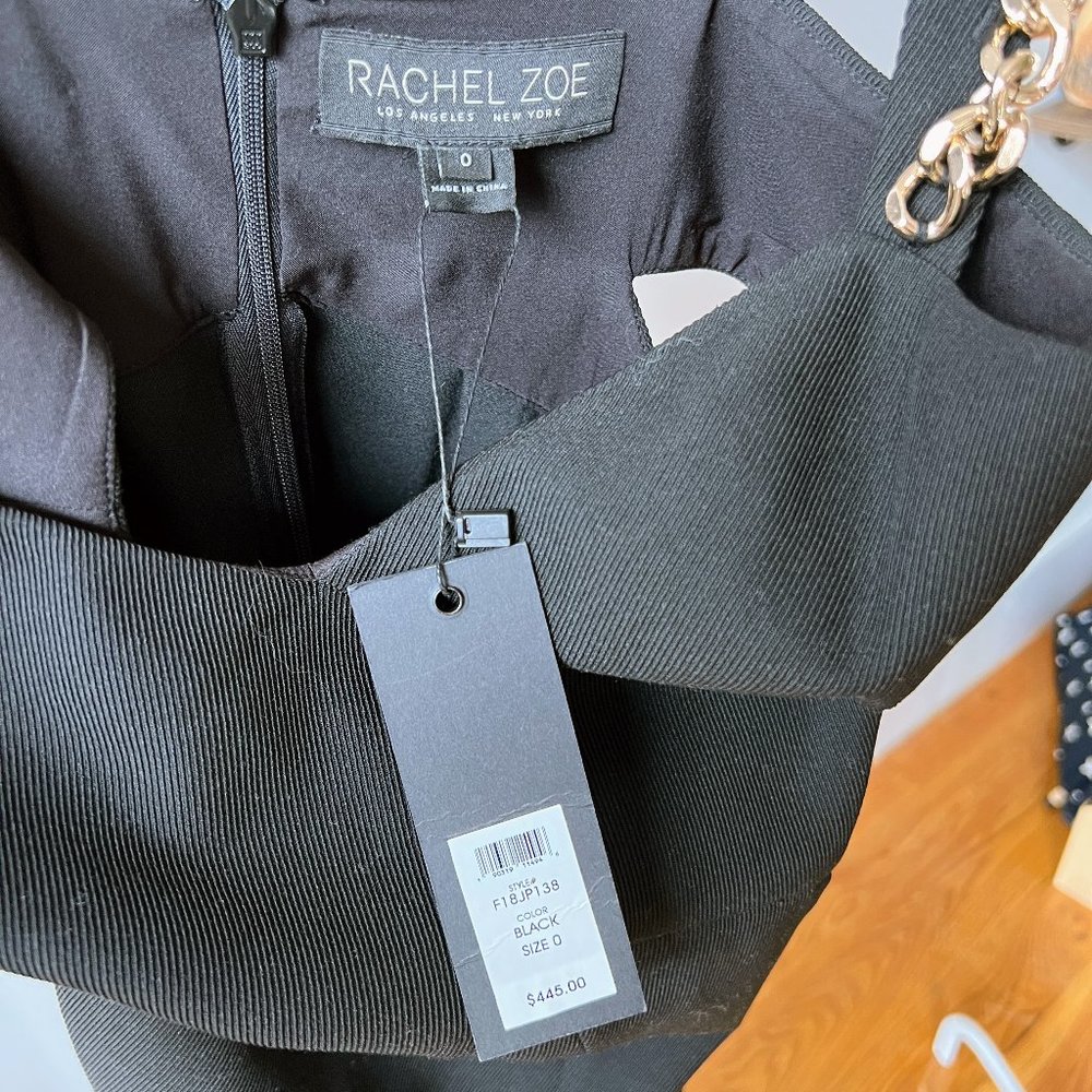 NWT Rachel Zoe Black Jumpsuit with Gold Chain Details | Size 0 X-Small - Picture 5 of 12